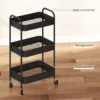 Multifunctionele Trolley Keukenwagen, 3 Planken, 4 Wielen, 45 Cm X 30,6 Cm X 79 Cm, Zwart