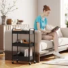 Multifunctionele Trolley Keukenwagen, 3 Planken, 4 Wielen, 45 Cm X 30,6 Cm X 79 Cm, Zwart