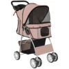Opvouwbare Hondenwagen Met Reflecterende Strepen, Opbergmand En Kussen Voor Kleine Honden Tot 10 Kg, 77x44x102cm, Koffiekleur