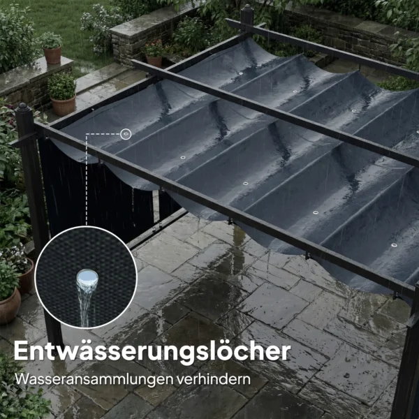 Pergola 3 X 4 M Terrasoverkapping Met Schuifdak, Automatisch Intrekbare Rolgordijnen, UV50+ Aluminium Frame