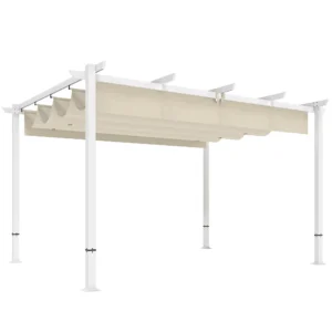Pergola 3 X 4 M Terrasoverkapping Met Schuifdak, Magnetische Sluitingen, UV30+ Beige