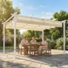 Pergola 3 X 4 M Terrasoverkapping Met Schuifdak, Magnetische Sluitingen, UV30+ Beige