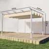 Pergola 3 X 4 M Terrasoverkapping Met Schuifdak, Magnetische Sluitingen, UV30+ Beige