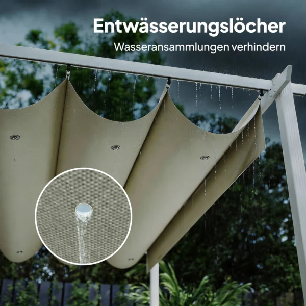 Pergola 3 X 4 M Terrasoverkapping Met Schuifdak, Magnetische Sluitingen, UV30+ Beige