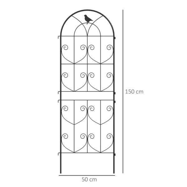 Rankrooster Voor Klimplanten Met Vogels 2 pack Tuinrooster Voor Groenten Wijnstok Bloem Metaal 50 X 150 Cm Zwart