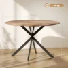Ronde Eettafel Voor 4 Personen, Keukentafel In Industriële Stijl Met Stalen Poten, Voor Eetkamer, Keuken, Donkerbruin
