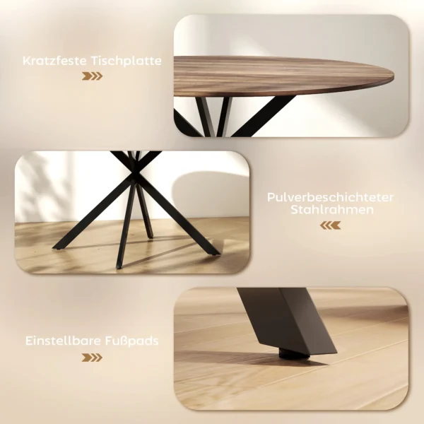 Ronde Eettafel Voor 4 Personen, Keukentafel In Industriële Stijl Met Stalen Poten, Voor Eetkamer, Keuken, Donkerbruin