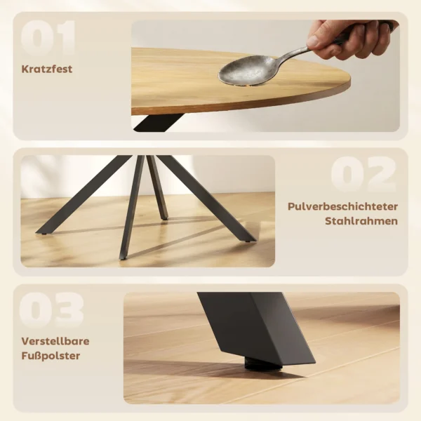 Ronde Eettafel Voor 4 Personen, Keukentafel In Industriële Stijl Met Stalen Poten, Voor Eetkamer, Keuken, Eiken