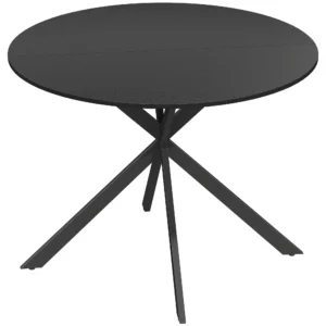 Ronde Eettafel Voor 4 Personen, Keukentafel In Industriële Stijl Met Stalen Poten, Voor Eetkamer, Keuken, Zwart