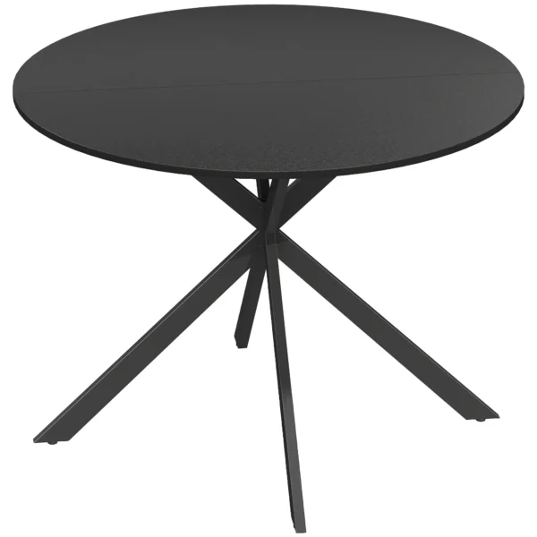 Ronde Eettafel Voor 4 Personen, Keukentafel In Industriële Stijl Met Stalen Poten, Voor Eetkamer, Keuken, Zwart