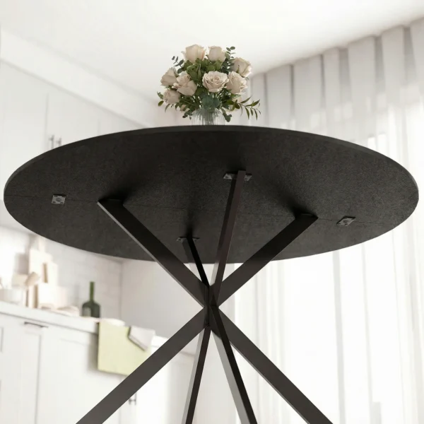 Ronde Eettafel Voor 4 Personen, Keukentafel In Industriële Stijl Met Stalen Poten, Voor Eetkamer, Keuken, Zwart