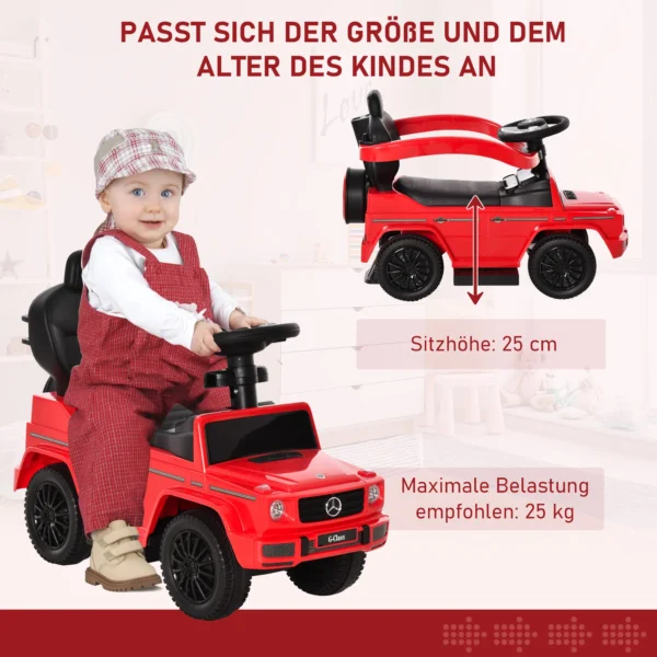 Rutschauto Met Duwstang Mercedes Benz G350 Glijvoertuig Met Stuur 3 in 1 Duwauto Voor Kinderen Van 18 36 Maanden Rood