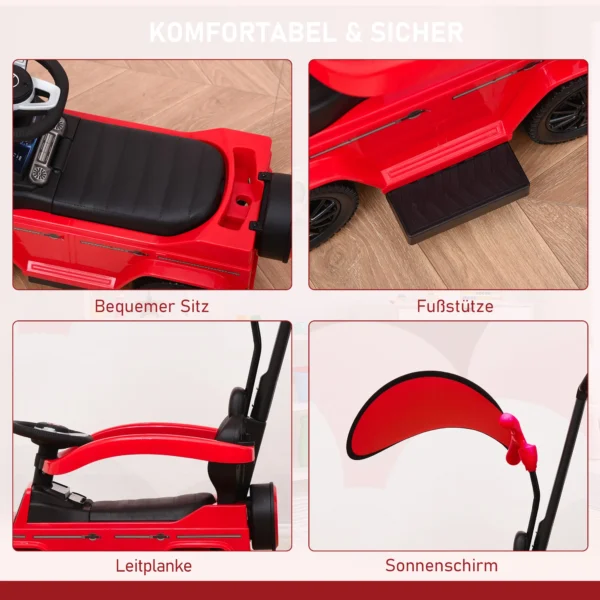 Rutschauto Met Duwstang Mercedes Benz G350 Glijvoertuig Met Stuur 3 in 1 Duwauto Voor Kinderen Van 18 36 Maanden Rood