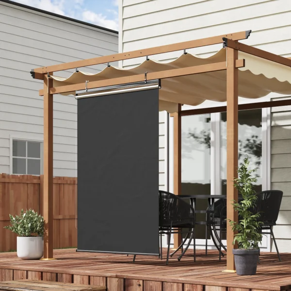 Senkrechtmarkise, In Hoogte Verstelbaar, Kettingaandrijving, Inclusief Haken, 124 Cm X 222 Cm, Donkergrijs
