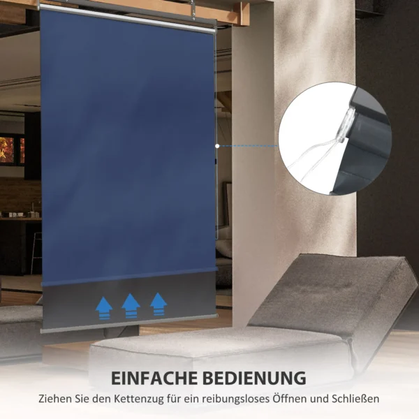 Senkrechtmarkise, In Hoogte Verstelbaar, Kettingaandrijving, Inclusief Haken, 124 Cm X 222 Cm, Donkergrijs