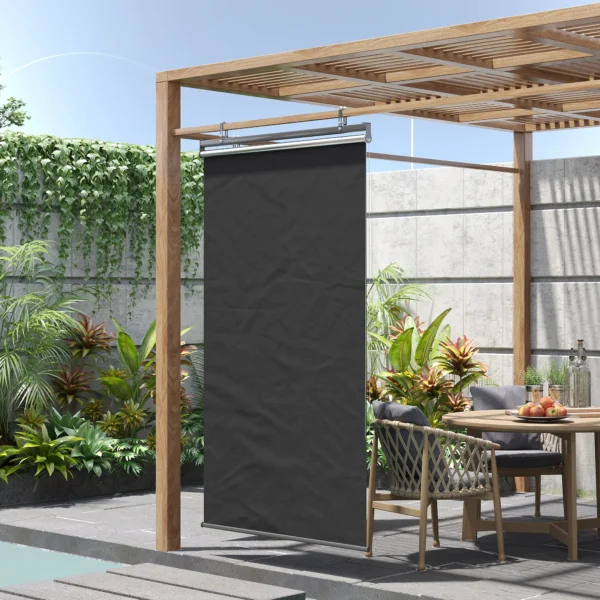 Senkrechtmarkise, In Hoogte Verstelbaar, Kettingaandrijving, Inclusief Haken, 124 Cm X 222 Cm, Donkergrijs