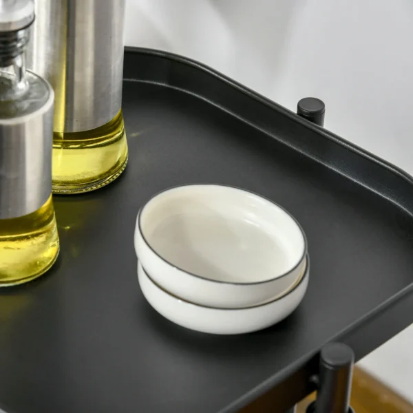 Serveerwagen Met 4 Draaibare Niveaus, Keukenwagen Met Wielen, Draadmand Rolwagen Met Bovenste Rek 33x33x77 Cm Zwart