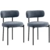Set Van 2 Eetkamerstoelen, Fleece Bekleding, Stoelen Met Gestoffeerde Zitting, Metalen Poten, Grijs
