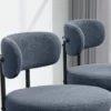Set Van 2 Eetkamerstoelen, Fleece Bekleding, Stoelen Met Gestoffeerde Zitting, Metalen Poten, Grijs