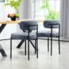 Set Van 2 Eetkamerstoelen, Fleece Bekleding, Stoelen Met Gestoffeerde Zitting, Metalen Poten, Grijs