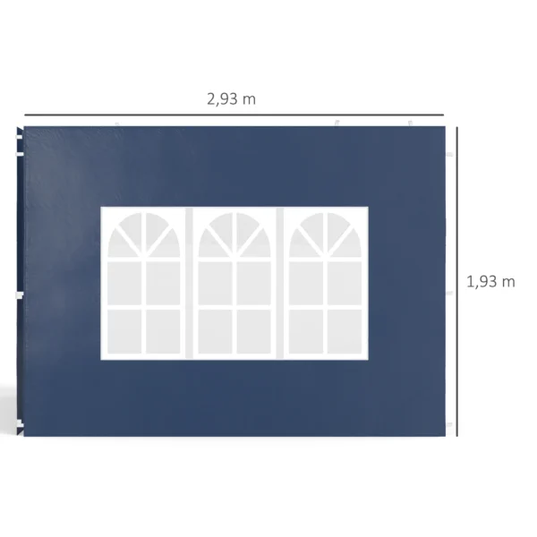 Set Van 2 Zijwanden Voor Paviljoen 3x3 3x6 Waterdichte Zijpanelen Met Venster Blauw