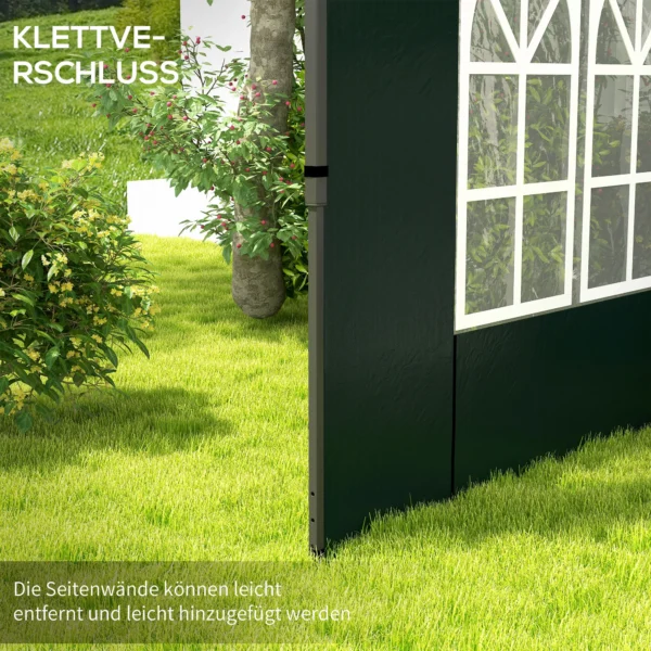 Set Van 2 Zijwanden Voor Paviljoen 3x3 3x6 Waterdichte Zijpanelen Met Venster Donkergroen