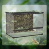 Terrarium Voor Reptielen, Glazen Terrarium 48L Met Voorventilatie, Stenen Achterwand, Draaisluiting 50 X 30 X 35 Cm Zwart