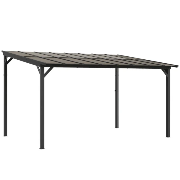 Terrasoverkapping Ca. 3 X 4,3m Vrijstaande Terrasdak Met Schuin Polycarbonaat Dak Wandmontage Donkergrijs