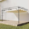 Terrasoverkapping Pergola Ca. 4x3m Terrasoverkapping Met Verstelbaar Dak, Wandmontage UV 30+ Crèmewit