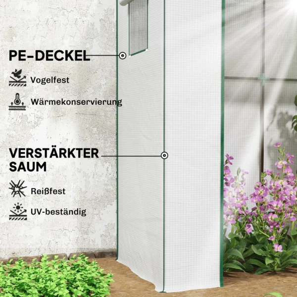Tomatenkas Foliekas Met Roldeur Gaasraam Schuin Dak 196 X 77 X 197 Cm Wit