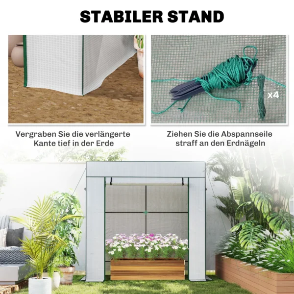 Tomatenkas Foliekas Met Roldeur Gaasraam Schuin Dak 196 X 77 X 197 Cm Wit