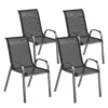 Tuinstoel 4 delige Set Stapelbaar, Tuinstoelen Van Staal, Stapelstoel Met Armleuning Rugleuning Tot 120 Kg Zwart
