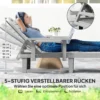 Tuinzonneligstoel Met Zijtafel In Houtlook, Ligstoel Met 5 voudig Verstelbare Rugleuning, Lichtgrijs