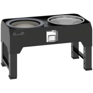 Verhoogde Hondenkom Hoogte Verstelbare Voerbak Met Waterbak 2 Roestvrijstalen Kommen Voor Kleine Tot Grote Honden Zwart