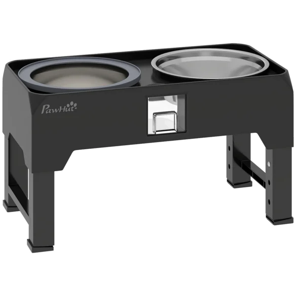Verhoogde Hondenkom Hoogte Verstelbare Voerbak Met Waterbak 2 Roestvrijstalen Kommen Voor Kleine Tot Grote Honden Zwart