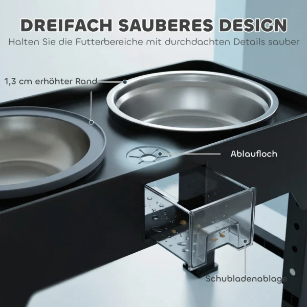 Verhoogde Hondenkom Hoogte Verstelbare Voerbak Met Waterbak 2 Roestvrijstalen Kommen Voor Kleine Tot Grote Honden Zwart