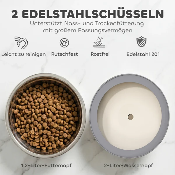 Verhoogde Hondenkom Hoogte Verstelbare Voerbak Met Waterbak 2 Roestvrijstalen Kommen Voor Kleine Tot Grote Honden Zwart