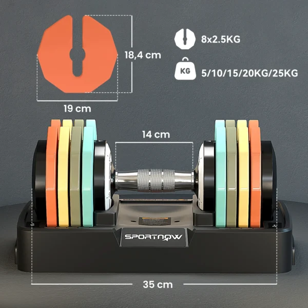 Verstelbare Dumbbell, 5 Kg/10 Kg/15 Kg/20 Kg/25 Kg Ruimtebesparende Dumbbells Met Antislip Handvat