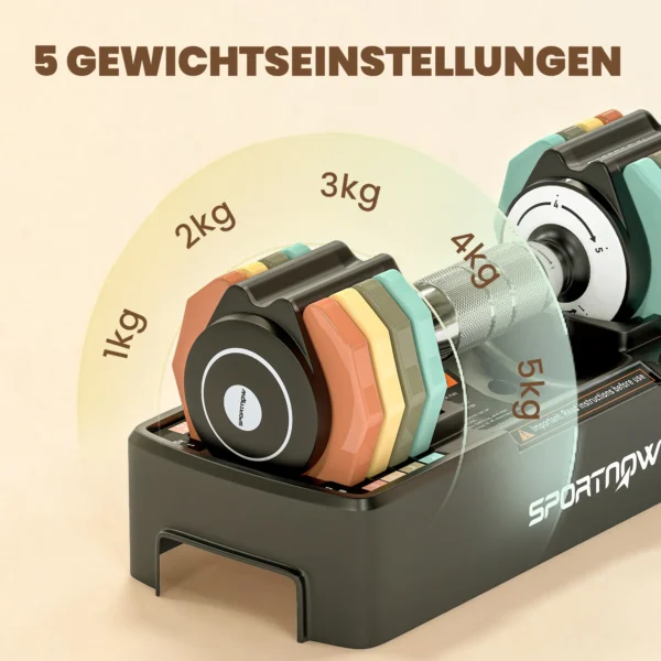 Verstelbare Dumbbell Set, 1 5 Kg Dumbbells Met Snelle Aanpassing Opbergvak, Antislip Handvat Ruimtebesparend