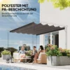 Vervangend Dak Voor 4 X 3 M Pergola, Intrekbaar, Met Regenafvoergaten, Weerbestendig, Polyester, Lichtgrijs