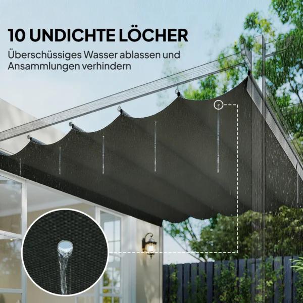 Vervangend Dak Voor 4 X 3 M Pergola, Intrekbaar, Met Regenafvoergaten, Weerbestendig, Polyester, Lichtgrijs