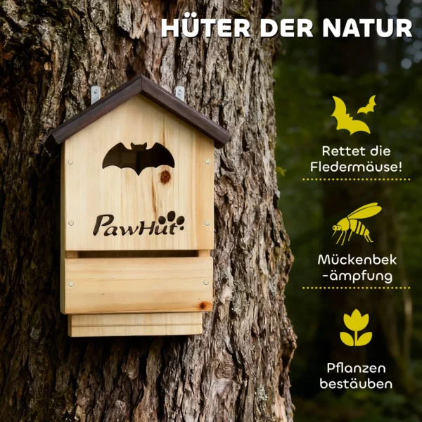 Vleermuiskasten 3 delige Set Gemaakt Van Dennenhout, Vleermuizenhuis Om Op Te Hangen In Tuinen, 21,5 X 11,5 X 34 Cm