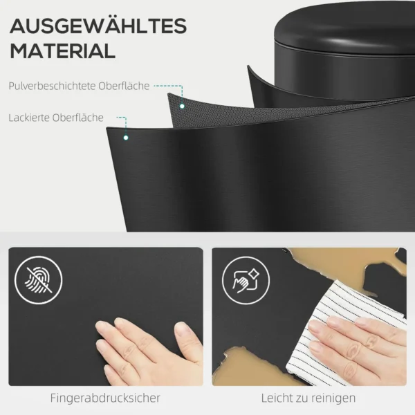 Vuilnisbak 30L Pedaalemmer Afvalemmer Met Deksel Voetpedaal Binnenemmer, Soft Close Functie 36 X 30 X 63,5 Cm, Zwart