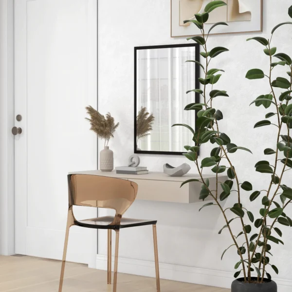 Wandspiegel, 50 X 70 Cm, Frame In Houtlook, Eenvoudige Montage, Incl. Schroeven