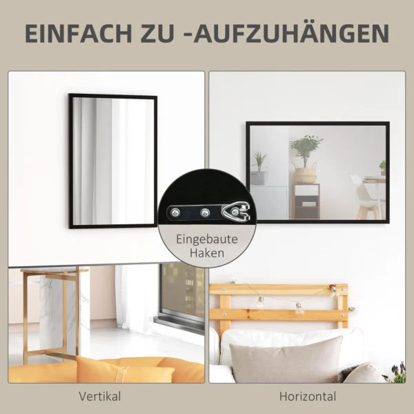 Wandspiegel, 50 X 70 Cm, Frame In Houtlook, Eenvoudige Montage, Incl. Schroeven