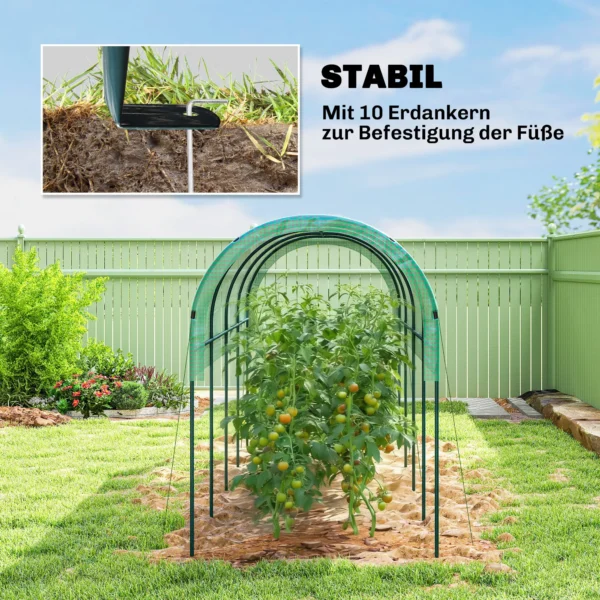 Winterbestendige Foliekas Met Boogdak, Grondanker Broeikas 400 X 120 X 170cm Groen