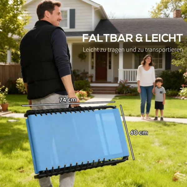 Zonneligstoel, Opvouwbaar, Ademende Hoes, Metalen Frame, 189 X 58 X 30 Cm, Blauw