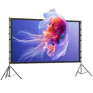 100 Inch 16:9 HD 4K/8K Projectorscherm Met Standaard, Draagbaar Dubbelzijdig Scherm Met Inklapbare Statieven, Wit