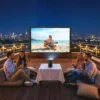 100 Inch 16:9 HD 4K/8K Projectorscherm Met Standaard, Draagbaar Dubbelzijdig Scherm Met Inklapbare Statieven, Wit