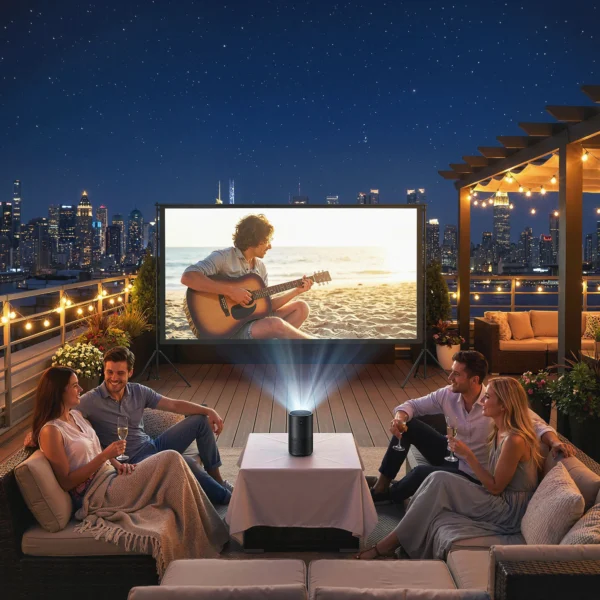 100 Inch 16:9 HD 4K/8K Projectorscherm Met Standaard, Draagbaar Dubbelzijdig Scherm Met Inklapbare Statieven, Wit